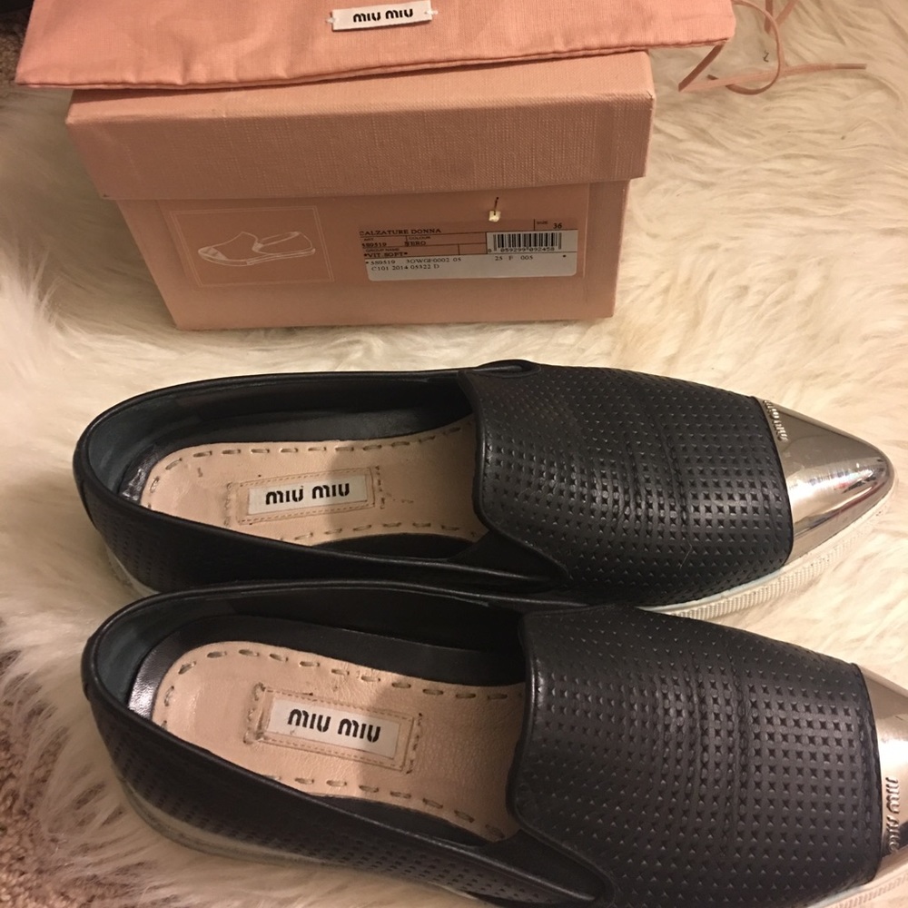 Miu miu metal cap toe loafers